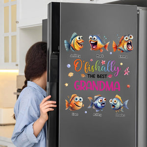 Personalized Fridge Decal/Sticker - O'fishally With Colorful Shell Fish Bubbles