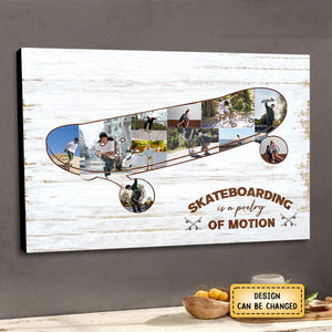 Personalized Skateboard Photo Collage Canvas,Gift for Skaters