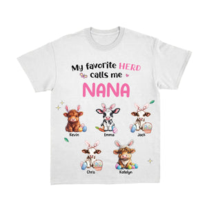 Personalized Gift For Grandma Nana's Cute Cow Easter Day Highland Cow T shirt