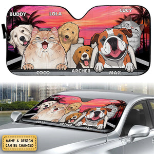 The Journey Of Life Is Sweeter When Traveled With A Dog - Dog & Cat Personalized Windshield Sunshade, Car Window Protector