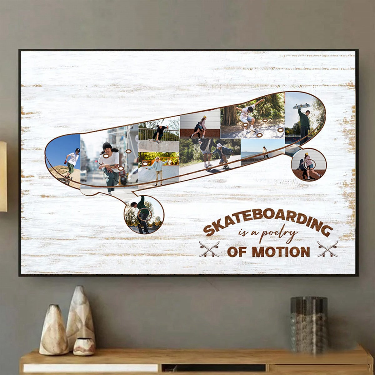 Personalized Skateboard Photo Collage Canvas,Gift for Skaters