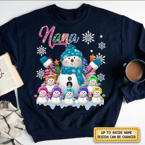 Grandma Snowman & Kid Christmas Tree Personalized Sweatshirt