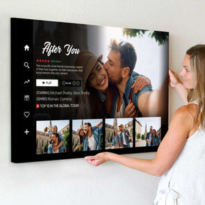 Personalized Couple Movie Landscape Canvas Poster, Gift for Couples Anniversary Movie Poster