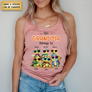 Personalized This Grandma Belongs To Kids Turtle Beach Tank Top