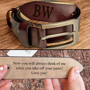 Personalized Engraved Leather Belt-Carved leather belt - Valentine's Day Gift- Anniversary Gift