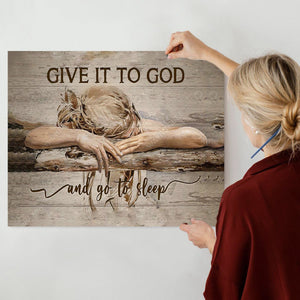 Sleeping girl, Give it to God and go to sleep - Jesus Landscape Canvas Prints, Christian Wall Art