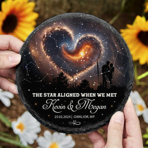 Our First Date Memory Gift, Personalized Night Sky We Met Star Map Print Stone