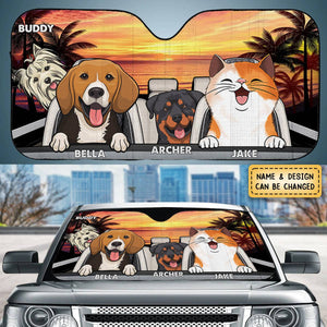 The Journey Of Life Is Sweeter When Traveled With A Dog - Dog & Cat Personalized Windshield Sunshade, Car Window Protector