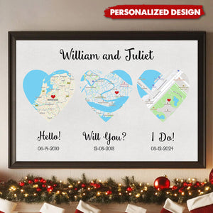 Hello - Will You - I Do - Standard Style - Personalized Map Poster