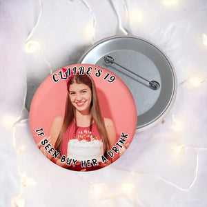 Personalized Birthday Pins- Birthday Party Favors, Birthday Party Button