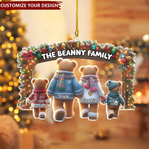 Personalized Gifts Bear Family Walking Hand In Hand Christmas Ornament