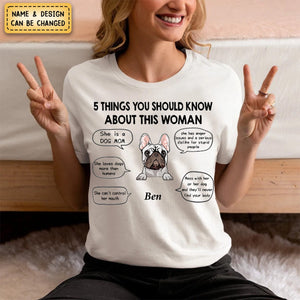 Five Things About This Dog Mom, Personalized Pure Cotton T-Shirt