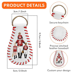 God Hit A Homerun When He Made You My Dad - Personalized Custom Leather Baseball Keychain