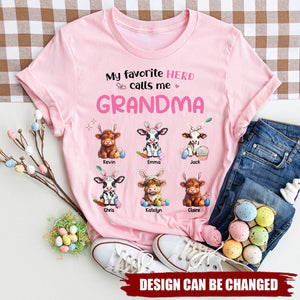 Personalized Gift For Grandma Nana's Cute Cow Easter Day Highland Cow T shirt