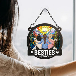 Personalized Window Hanging Suncatcher Ornament - Besties Forever Sitting Together