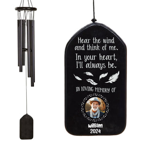 Custom Photo Hear The Wind And Think Of Me Personalized Wind Chimes