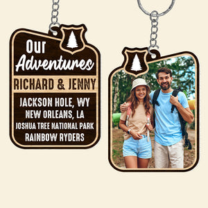 Our Adventures, Custom Camping Couple Photo Personalized Acrylic Keychain