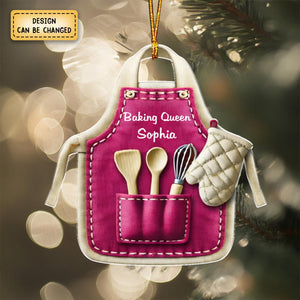 Cute Christmas Holiday Pastry Chef Bakers Apron Personalized Ornament