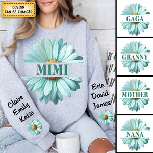 Personalized Grandma Flower Daisy Color And Grandkids Sweatshirt