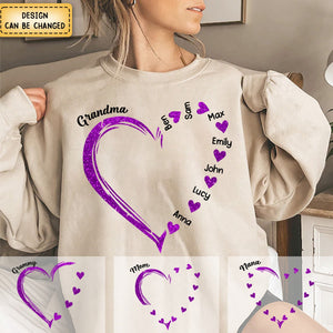 Personalized Glitter Grandma Sweet Heart Sweatshirt