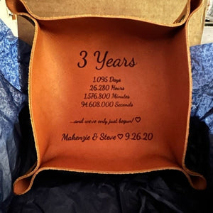 Personalized Leather valet tray - Couple,Anniversary Gift For Men