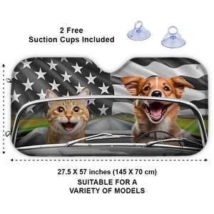 Personalized Dog & Cat  Auto Windshield Sunshade, Car Window Protector - Gift For Pet Lovers