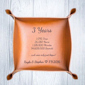 Personalized Leather valet tray - Couple,Anniversary Gift For Men