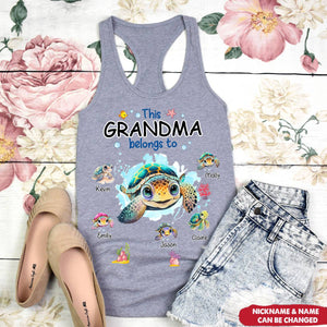 This Grandma Belongs to Cute Ocean Turtles Personalized Tank Top