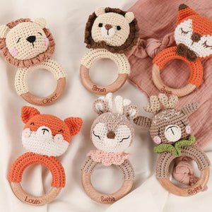 Personalized Baby Rattle Crochet Grasping Toy