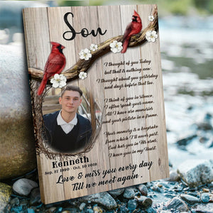 Personalized Cardinal Memorial Photo Canvas Poster,Love And Miss You Every Day