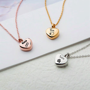 Personalized Heart Cremation Charm Necklace For Pet Ashes