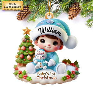 Personalized Precious Moments Baby’s First Christmas Dated 2024 Acrylic Ornament, Lovely Keepsake to Celebrate Baby's First Christmas