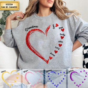 Personalized Glitter Grandma Sweet Heart Sweatshirt