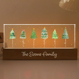 Christmas Tree Family Names - Personalized Chiristmas Acrylic Block LED Night Light