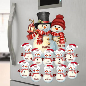 Couple Snowman Christmas Grandma Grandpa With Grandkids Personalized Decal