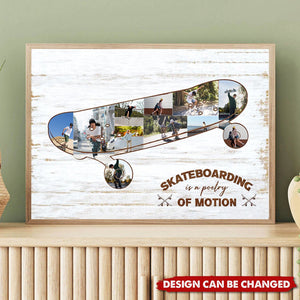 Personalized Skateboard Photo Collage Canvas,Gift for Skaters