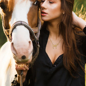 Personalized Horse Silhouette Necklace with Name Gift for Horse Lovers