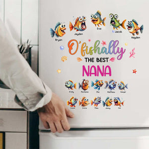 Personalized Fridge Decal/Sticker - O'fishally With Colorful Shell Fish Bubbles