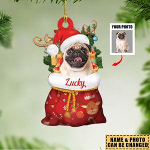 Personalized Pet Photo Santa Sack Christmas Ornament