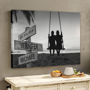 Personalized Couple Swing Names Canvas Poster