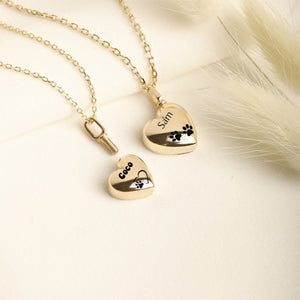 Personalized Heart Cremation Charm Necklace For Pet Ashes