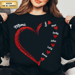 Personalized Glitter Grandma Sweet Heart Sweatshirt