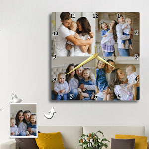 Personalized Photo Acrylic Hanging Wall Square Clock Gift For Family