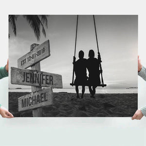 Personalized Couple Swing Names Canvas Poster