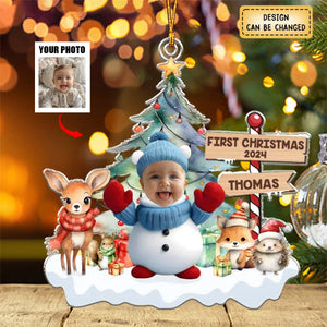 Custom Photo Under The Mistletoe With My Little Bundle Of Joy - Family Personalized Ornament