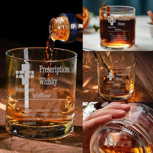 Personalized Funny Prescription Whisky Glasses Engraved Name Father's Day Gift for Grandpa Dad