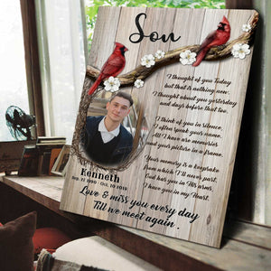 Personalized Cardinal Memorial Photo Canvas Poster,Love And Miss You Every Day