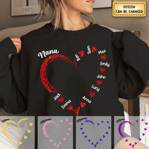 Personalized Glitter Grandma Sweet Heart Sweatshirt