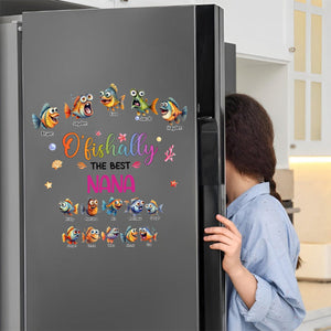 Personalized Fridge Decal/Sticker - O'fishally With Colorful Shell Fish Bubbles