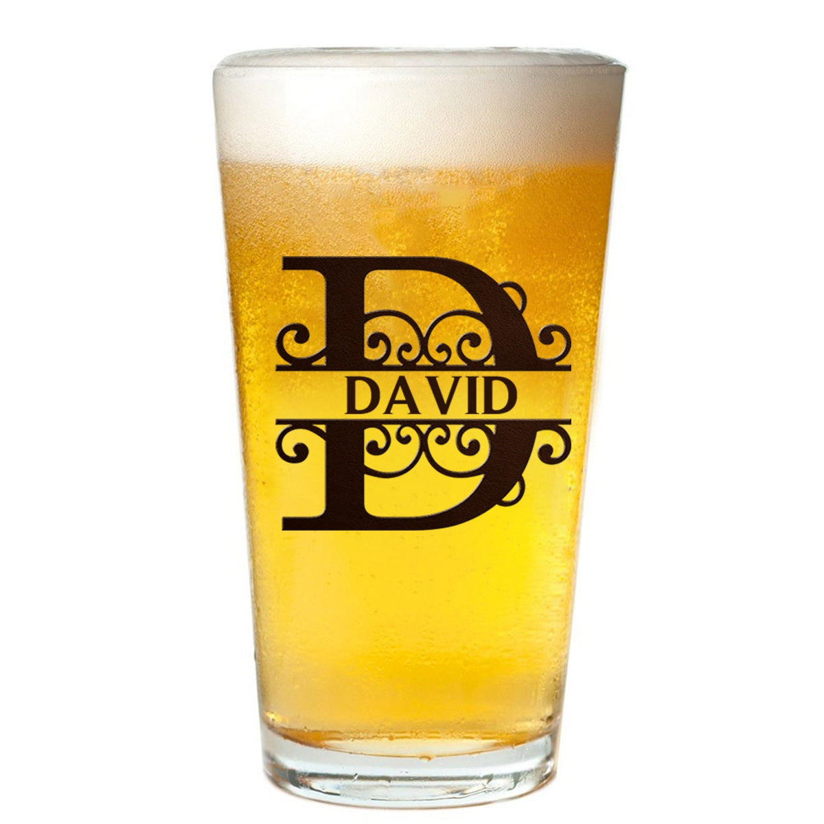 Personalized Minimalist Monogram Vintage Style Beer Glass